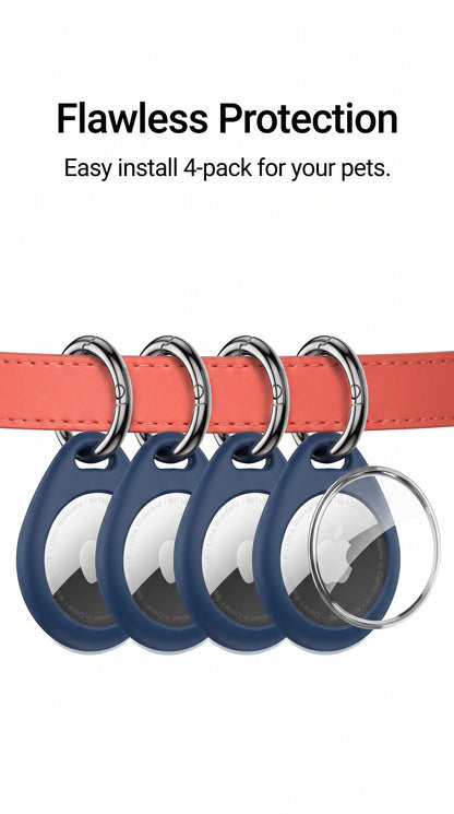 360° Protective Case for AirTag (1st & 2nd Generation) - 4 Pack TPU Full Cover Keyring Holder with Premium Zinc Alloy Spring Clip, Scratch-Resistant Design for Keys, Bags, and Luggage